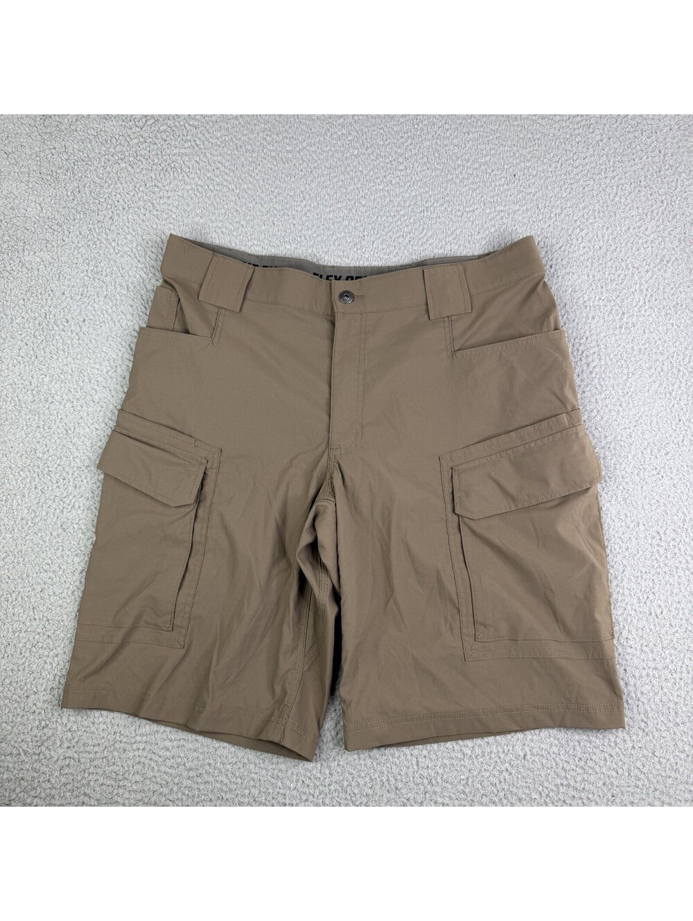 Duluth Mens 38 Relaxed Fit Flex Dry On The Fly Brown Cargo Short 11in Inseam